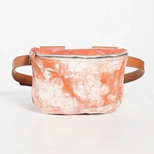 Clare V Canvas & Leather Belt Bag Fanny Pack in Blood Orange Cloud Tie Dye